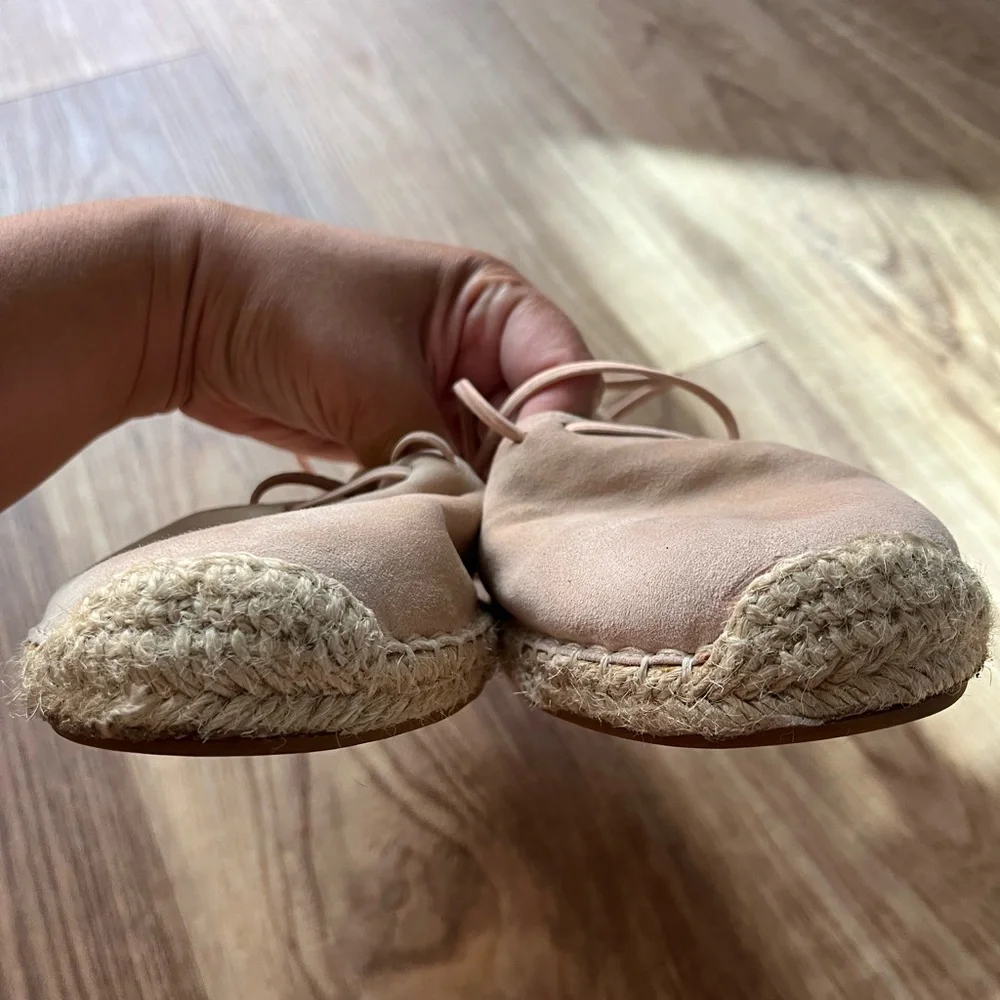 Eileen Fisher Leather Lace-Up Espadrille Sandal Toffee Cream Size 10